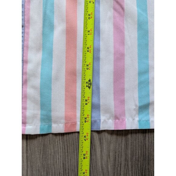 Vintage Pyramid Pastel Striped Button-Up Blouse With 3/4 Sleeves Pointed Collar - Picture 7 of 7